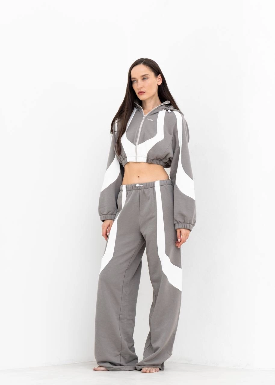 Джоггеры YANG(ЯНГ) в серо-белом цвете - 40-42(XS-S) - Серо-белый
