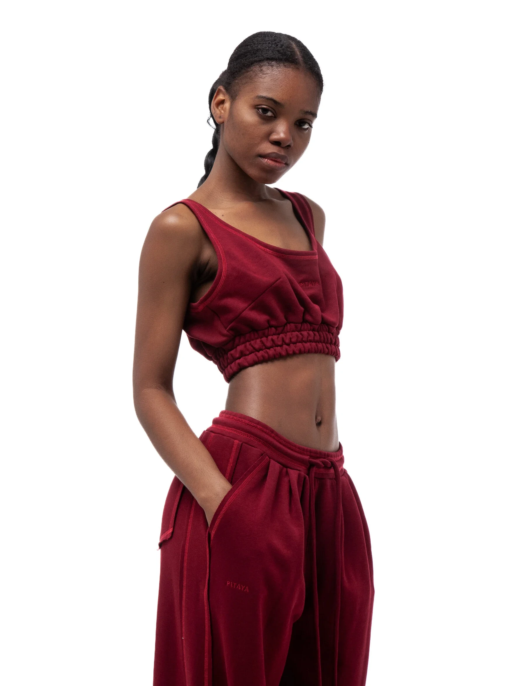 Топ CHERRY GOLF(ЧЕРРИ ГОЛЬФ) в вишневом цвете - 40-42 (XS-S) - Вишневый